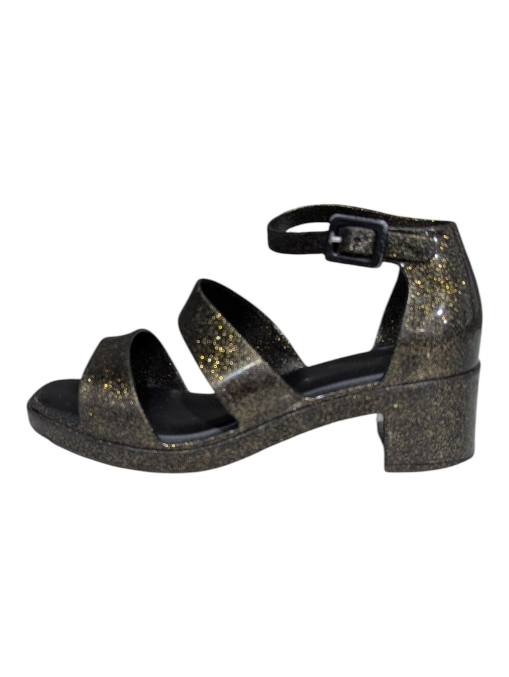 Mini Melissa Kids Black Gold Glitter Model Strappy Sandal Summer Girl Size 31 13